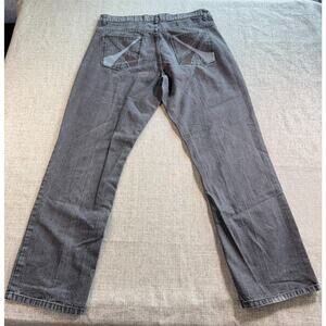 Chams Mens Jeans 36 Gray Black Y2K Embroidered Pocket Straight Leg Denim